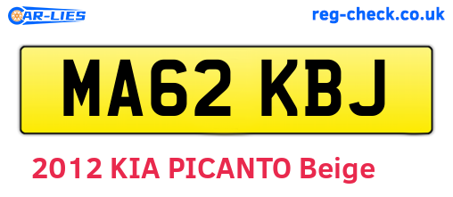 MA62KBJ are the vehicle registration plates.