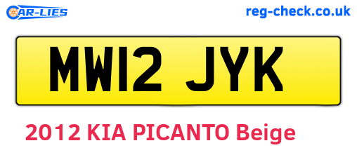 MW12JYK are the vehicle registration plates.