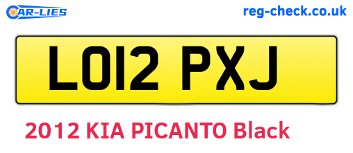 LO12PXJ are the vehicle registration plates.