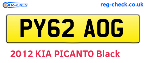 PY62AOG are the vehicle registration plates.
