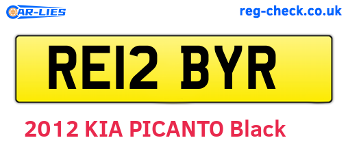 RE12BYR are the vehicle registration plates.