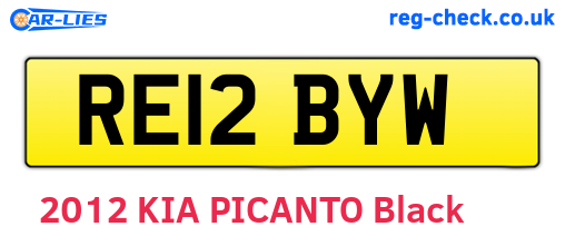 RE12BYW are the vehicle registration plates.