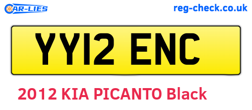 YY12ENC are the vehicle registration plates.
