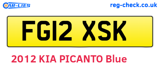 FG12XSK are the vehicle registration plates.