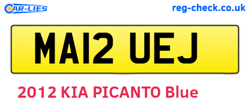 MA12UEJ are the vehicle registration plates.
