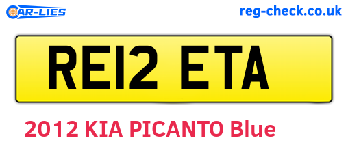 RE12ETA are the vehicle registration plates.