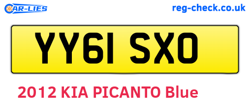 YY61SXO are the vehicle registration plates.