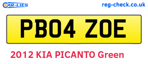 PB04ZOE are the vehicle registration plates.