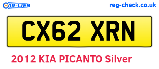 CX62XRN are the vehicle registration plates.