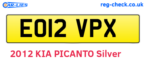 EO12VPX are the vehicle registration plates.