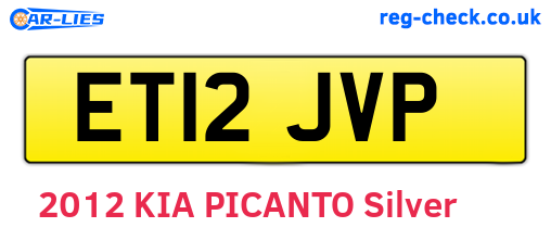 ET12JVP are the vehicle registration plates.