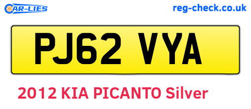 PJ62VYA are the vehicle registration plates.