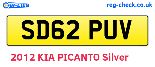 SD62PUV are the vehicle registration plates.