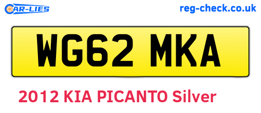WG62MKA are the vehicle registration plates.