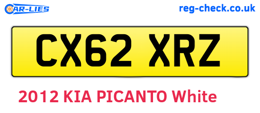 CX62XRZ are the vehicle registration plates.