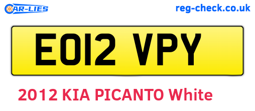 EO12VPY are the vehicle registration plates.