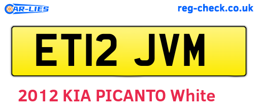 ET12JVM are the vehicle registration plates.