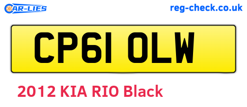 CP61OLW are the vehicle registration plates.