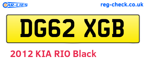 DG62XGB are the vehicle registration plates.
