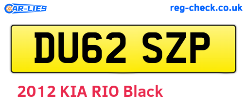 DU62SZP are the vehicle registration plates.