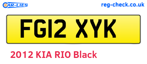 FG12XYK are the vehicle registration plates.
