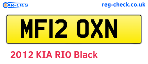 MF12OXN are the vehicle registration plates.