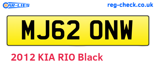 MJ62ONW are the vehicle registration plates.