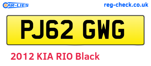 PJ62GWG are the vehicle registration plates.