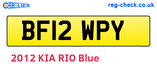 BF12WPY are the vehicle registration plates.