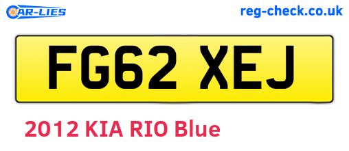 FG62XEJ are the vehicle registration plates.