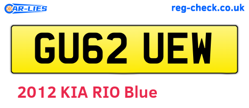 GU62UEW are the vehicle registration plates.