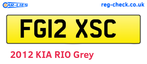 FG12XSC are the vehicle registration plates.