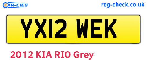 YX12WEK are the vehicle registration plates.