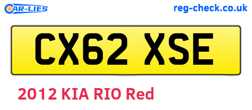 CX62XSE are the vehicle registration plates.