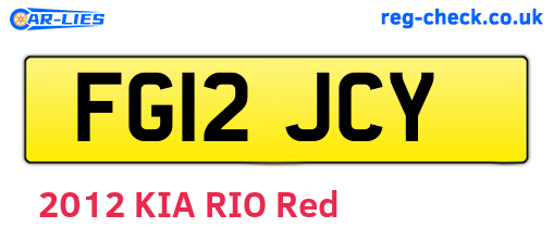 FG12JCY are the vehicle registration plates.