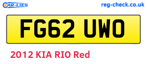 FG62UWO are the vehicle registration plates.