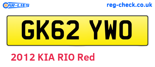 GK62YWO are the vehicle registration plates.