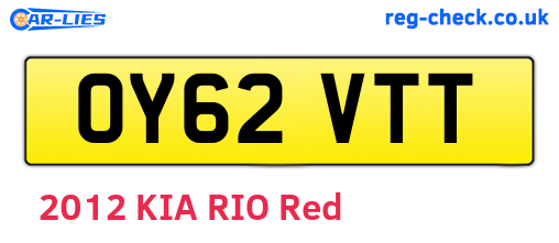 OY62VTT are the vehicle registration plates.