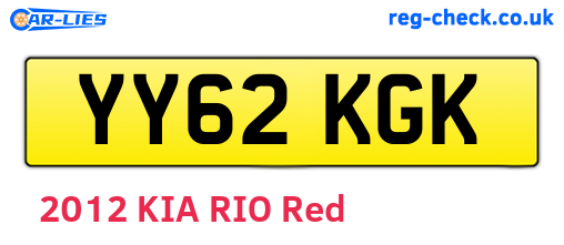 YY62KGK are the vehicle registration plates.