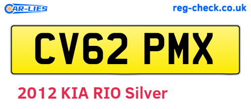 CV62PMX are the vehicle registration plates.