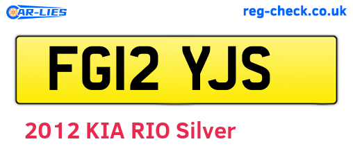 FG12YJS are the vehicle registration plates.