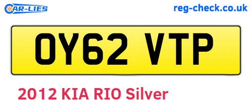 OY62VTP are the vehicle registration plates.