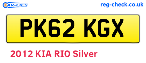 PK62KGX are the vehicle registration plates.