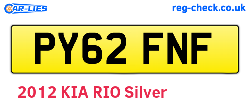 PY62FNF are the vehicle registration plates.