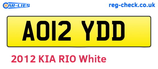 AO12YDD are the vehicle registration plates.