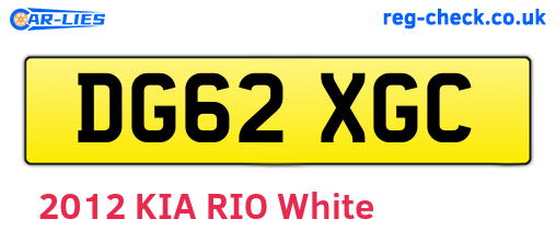 DG62XGC are the vehicle registration plates.