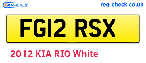 FG12RSX are the vehicle registration plates.