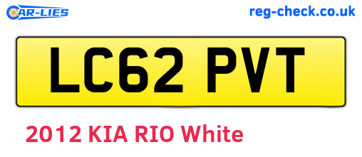 LC62PVT are the vehicle registration plates.