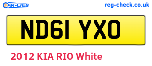 ND61YXO are the vehicle registration plates.