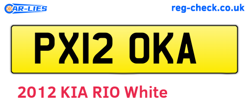 PX12OKA are the vehicle registration plates.